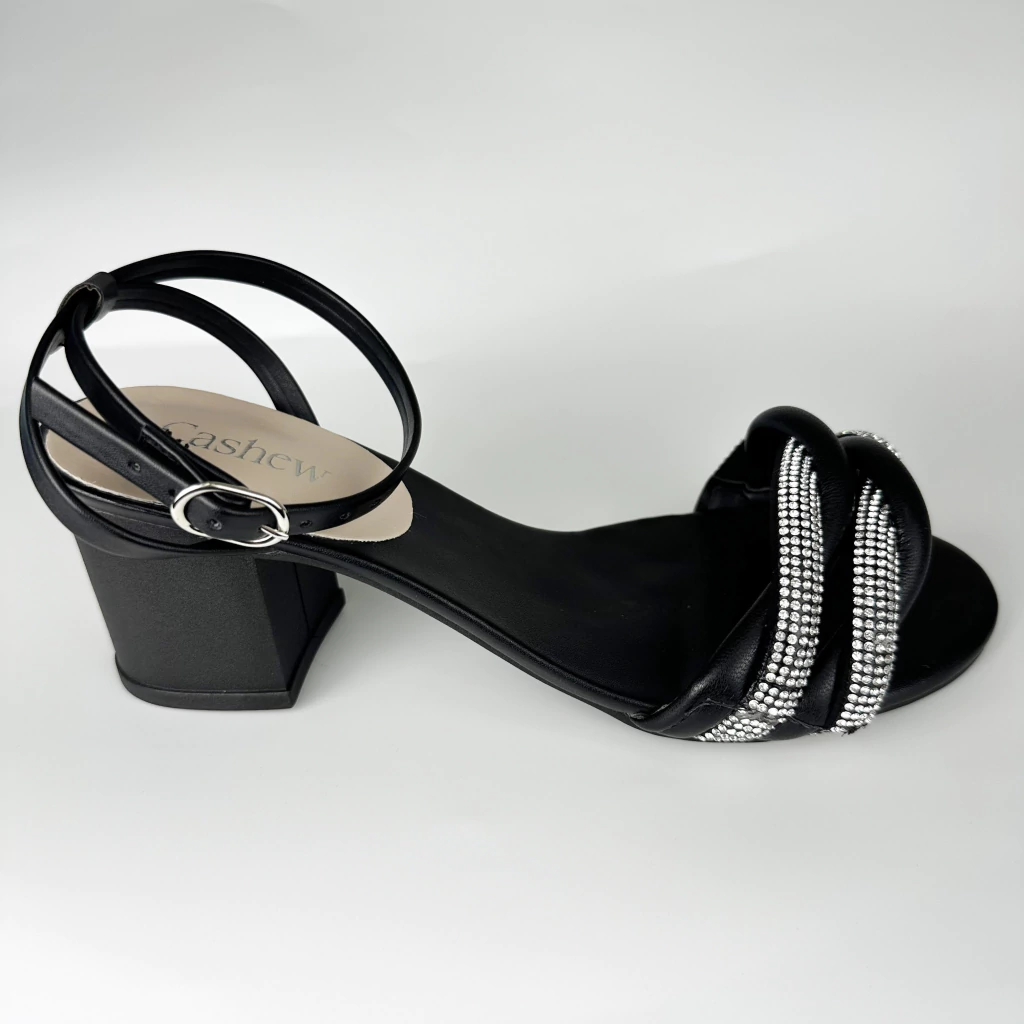 SANDÁLIA CABEDAL CRISTAL PRETO
