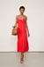 Vestido Midi De Alça Vermelho Busto Franzido - Animale - comprar online