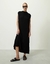 Vestido malha pregas ombro