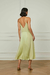 Vestido De Seda Midi Verde Com Aplicação De Renda - loja online