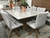 Conj Jantar Mesa Quadrada 1,35m Base Laminada Vidro Off White AQUILA + 6 Cadeiras Giratória com Captone CERCATTO