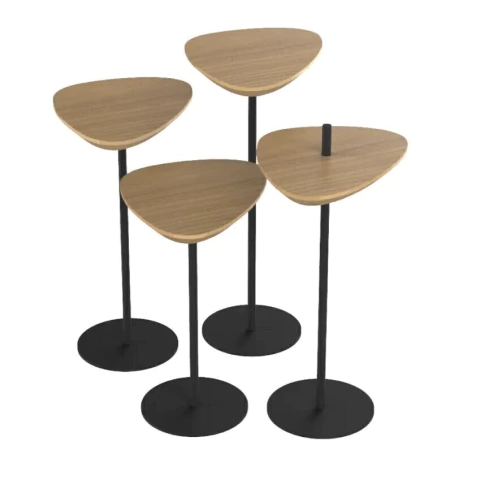 Mesa Lateral Tampo Triangular madeira e base aço - CICLO