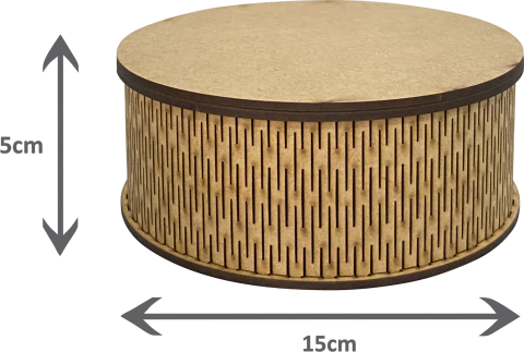 Caixa Redonda Riscada Laser com Tampa - Sanfonada - 15cm - MDF Cru - comprar online