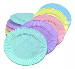 Platos Color Pastel Descartable x 50 Unidades