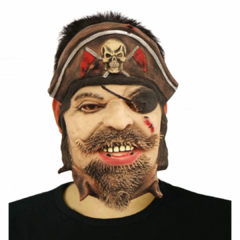 Mascara Latex Pirata Barbanegra Parche Sombrero Disfraz