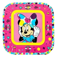 Plato Minnie X8 Unidades Cumpleaños Cotillon Descartable