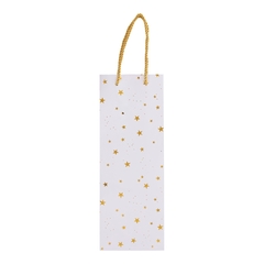 PARTY BOLSA PARA BOTELLA BLANCA C/ ESTRELLAS DORADAS Tamaño: 35,5cm x 13cm x 8cm