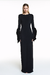 VESTIDO LONGO JERSEY LAÇOS VELUDO MANGAS PRETO - TIG - comprar online