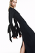 VESTIDO LONGO JERSEY LAÇOS VELUDO MANGAS PRETO - TIG - ENCANTARE
