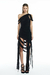 VESTIDO CURTO UM OMBRO TULE DRAPEADO FAIXAS RENDA PRETA - TIG - comprar online