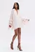 VESTIDO CURTO DECOTE V BABADOS MANGAS GEORGETE ROSA CLARO - TIG - ENCANTARE
