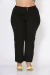 Calça Reta Plus Size de Linho Preta - Baubaki