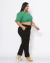 Calça Reta Plus Size de Linho Preta na internet