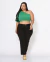 Calça Reta Plus Size de Linho Preta