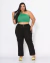 Calça Reta Plus Size de Linho Preta
