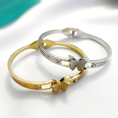 Bracelete Borboleta com Pedra em Aço Inoxidável na internet