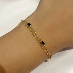 Pulseira Dupla Pedra Coração Folheada à Ouro - comprar online