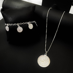 Kit Colar e Pulseira Pai Nosso Folheado à Prata 925