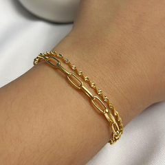 Imagem do Pulseira Dupla Pedra Coração Folheada à Ouro
