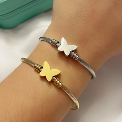 Bracelete Borboleta em Aço Inoxidável Feminino