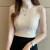 Blusa feminina casual de malha de gola alta, tops finos, roupas de verão