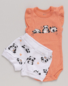 Conjunto Bebê Body e Shorts Panda Salmão