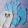 Conjunto longo 4 peças menino azul listrado