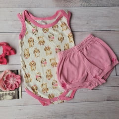 Conjunto menina body e tapa fralda cachorrinha