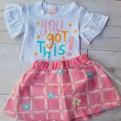 Conjunto menina crooped e saia flores - comprar online