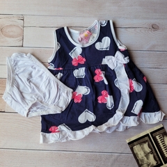 Conjunto menina blusa bata e tapa fralda coração