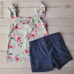 Conjunto menina blusa e short flores - comprar online