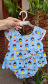Body vestido em tricoline Branca de Neve