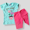 Conjunto menina blusa e short cotton flores