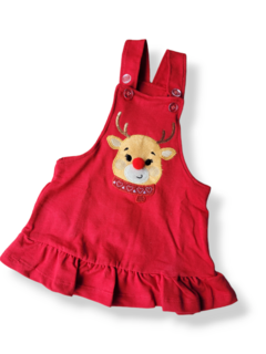 Jardineira vestido menina bebê bordado rena - comprar online