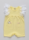 Macacão Bebê Manga Curta com Renda Jardim Amarelo - comprar online