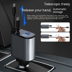 Metal Car Charger 100W Super Fast Charging Car Cigarette Lighter USB And TYPE-C Adapter - loja online