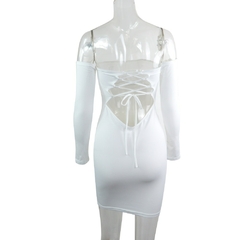 Vestido boate sem alças para mulheres, manga comprida, sem encosto, grande - Lojas online
