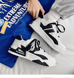 Imagem do Sapatos de grife para homem casual plataforma tênis de dois tons rendas até fo