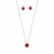 Conjunto de Prata Redondo Vermelho