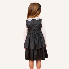 VESTIDO EM COURO ECOLOGICO COM SAIA DE DUAS CAMADAS na internet
