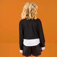 BLUSA 2 EM 1 EM MALHA SHINE E SIMULACAO DE CAMISA NA BARRA E PUNHOS EM TRICOLINE DE ALGODAO COM ELASTANO na internet