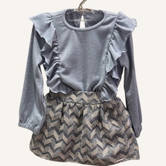 CONJUNTO BLUSA EM MALHA CONFY E SAIA EM TRICOT CHEVRON - loja online