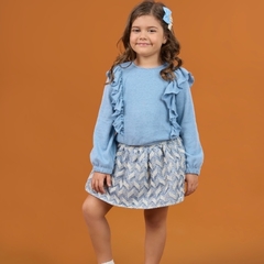 CONJUNTO BLUSA EM MALHA CONFY E SAIA EM TRICOT CHEVRON - comprar online