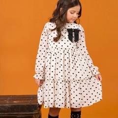 VESTIDO HEART FLOCADO COM APLICACAO DE LAÇO - comprar online