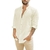 Camisas masculinas de linho de algodão de manga comprida, monocromáticas, gola alta, casual estilo praia, plus size, verão, venda quente - comprar online