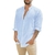 Camisas masculinas de linho de algodão de manga comprida, monocromáticas, gola alta, casual estilo praia, plus size, verão, venda quente - LoogKey