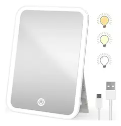 Espejo rectangular led USB 20cm x 23cm 3 posiciones - comprar online
