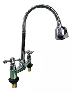 CANILLA DOBLE COMANDO FLEXIBLE 360° PICO DE DUCHA