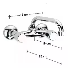 griferia pared mezcladora doble comando pico arco - comprar online