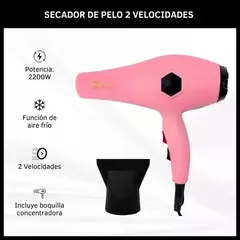 Secador Cabello Pelo 2 Velocidades Caliente Frio 220v Rosa - comprar online